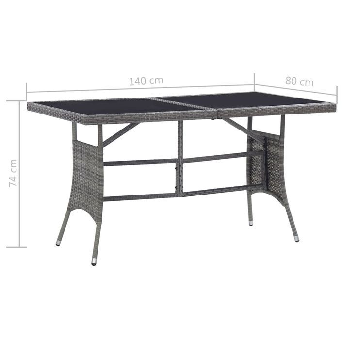 Jeu à dîner de jardin 7 pcs Résine tressée Anthracite et gris Kiza - Photo n°8