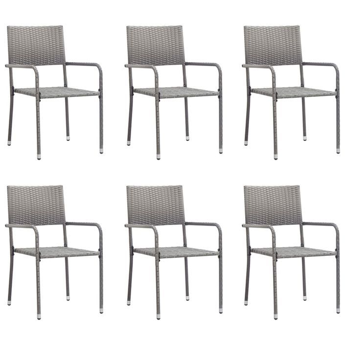 Jeu à dîner de jardin 7 pcs Résine tressée Anthracite et gris - Photo n°3