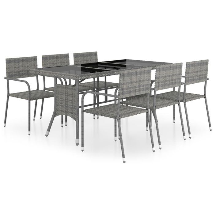 Jeu à dîner de jardin 7 pcs Résine tressée Anthracite et gris - Photo n°2