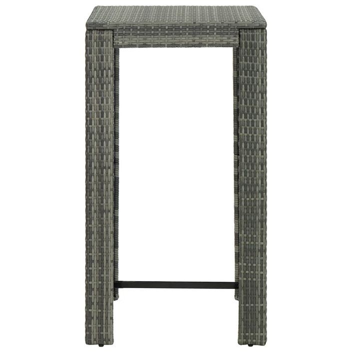 Jeu de bar de jardin 3 pcs avec accoudoirs Résine tressée Gris - Photo n°9