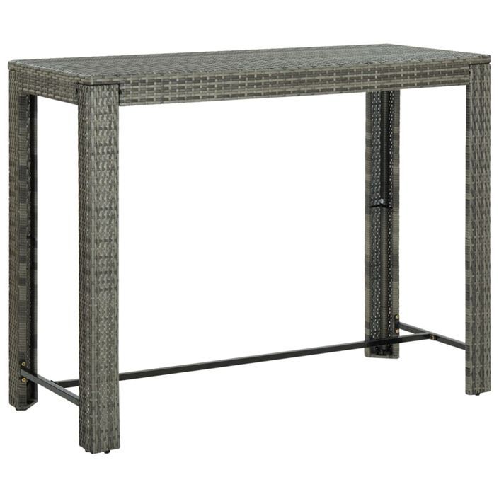 Jeu de bar de jardin 7 pcs avec accoudoirs Résine tressée Gris - Photo n°8