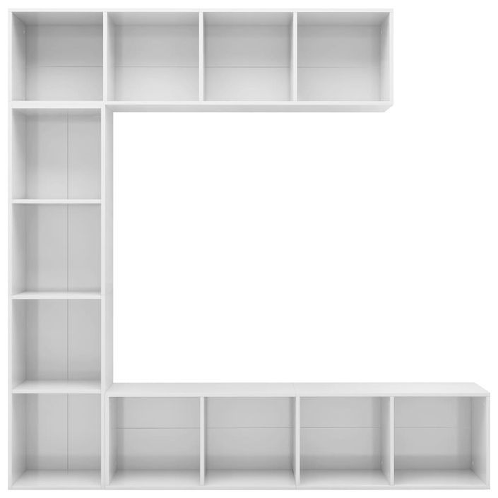 Jeu de bibliothèque/meuble TV 3 pcs Blanc brillant 180x30x180cm - Photo n°4