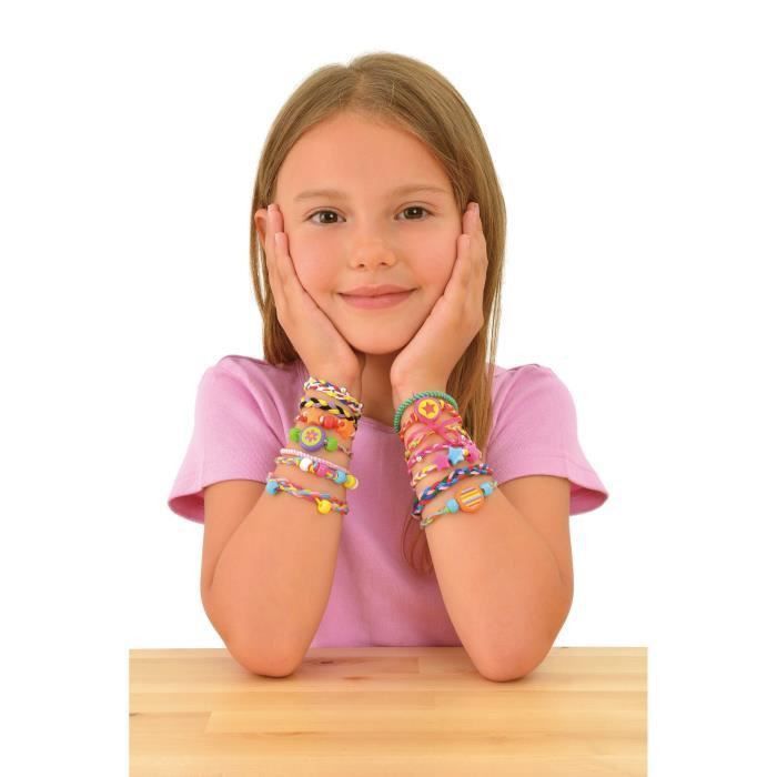 JUMBO 70005 Bracelets de l'amitié - Bracelets a tresser/tisser avec des fils colorés, perles et rubans - Disque en mousse - Photo n°4