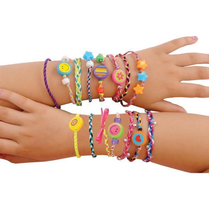 JUMBO 70005 Bracelets de l'amitié - Bracelets a tresser/tisser avec des fils colorés, perles et rubans - Disque en mousse - Photo n°5