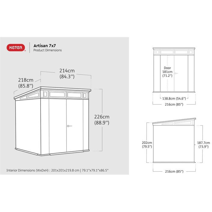 Keter Abri de jardin Artisan 77 214 x 218 x 226 cm 235572 - Photo n°7