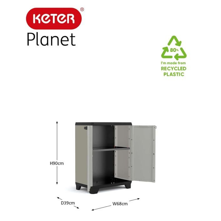 Keter Armoire basse de rangement Planet gris et noir - Photo n°12