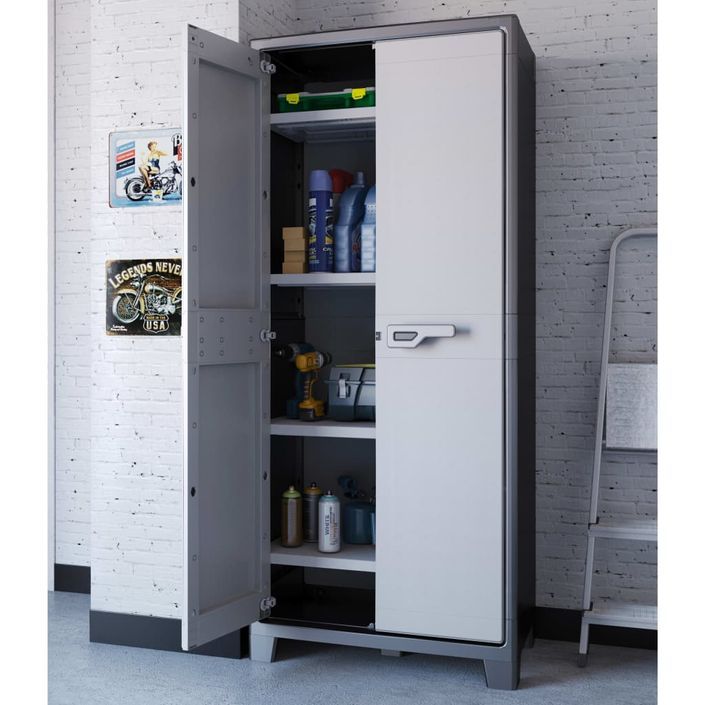 Keter Armoire de rangement avec étagères Titan Noir et gris 182 cm - Photo n°5