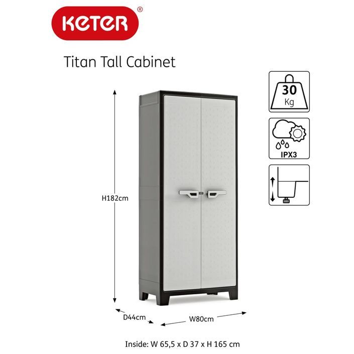 Keter Armoire de rangement avec étagères Titan Noir et gris 182 cm - Photo n°7