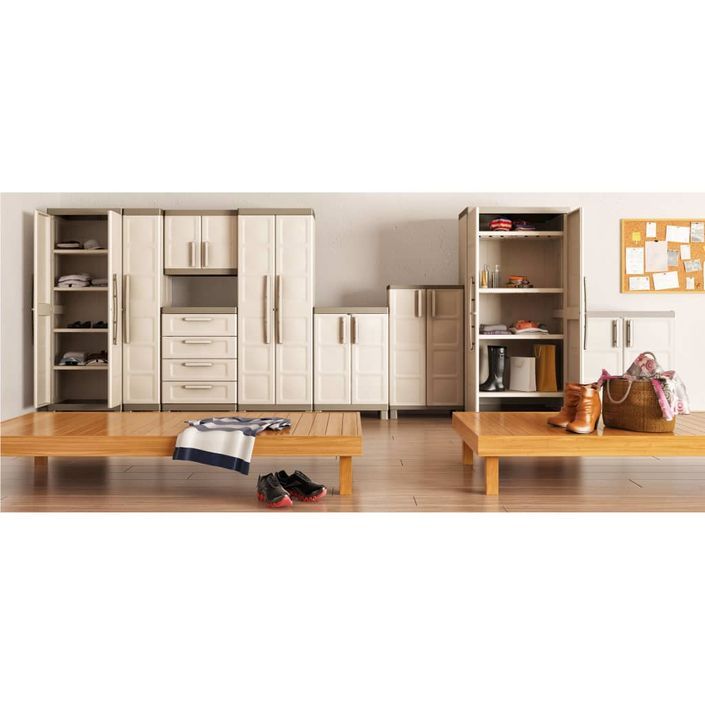 Keter Armoire de rangement basse Excellence Beige et taupe 97 cm - Photo n°5