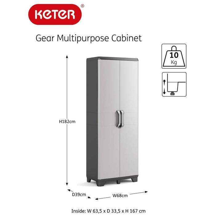 Keter Armoire de rangement polyvalente Gear Noir et gris 182 cm - Photo n°10