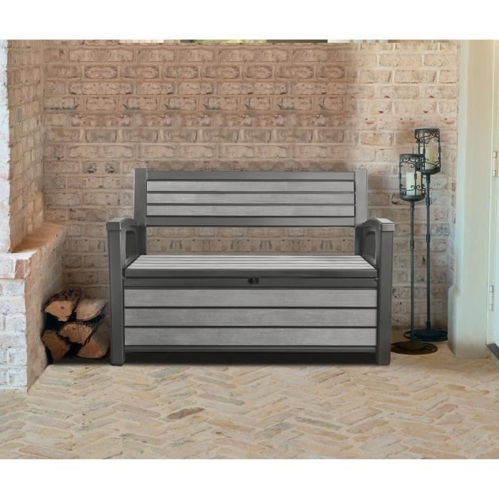 KETER Coffre-banc jardin en résine Brossium - 227 L - Gris - Photo n°4