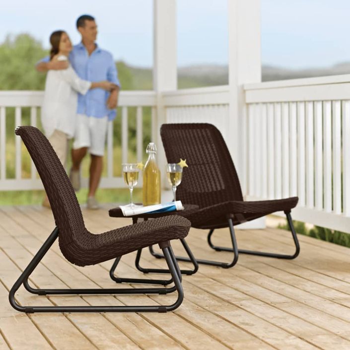 Keter Salon de jardin 3 pcs Rio Cappuccino 218157 - Photo n°4