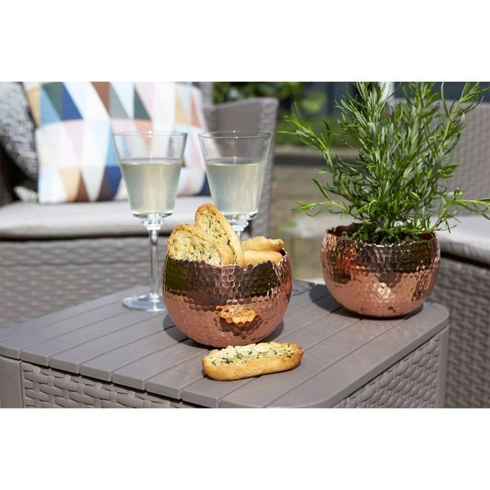 Keter Table d'appoint de jardin Luzon Osier rond Cappuccino - Photo n°2