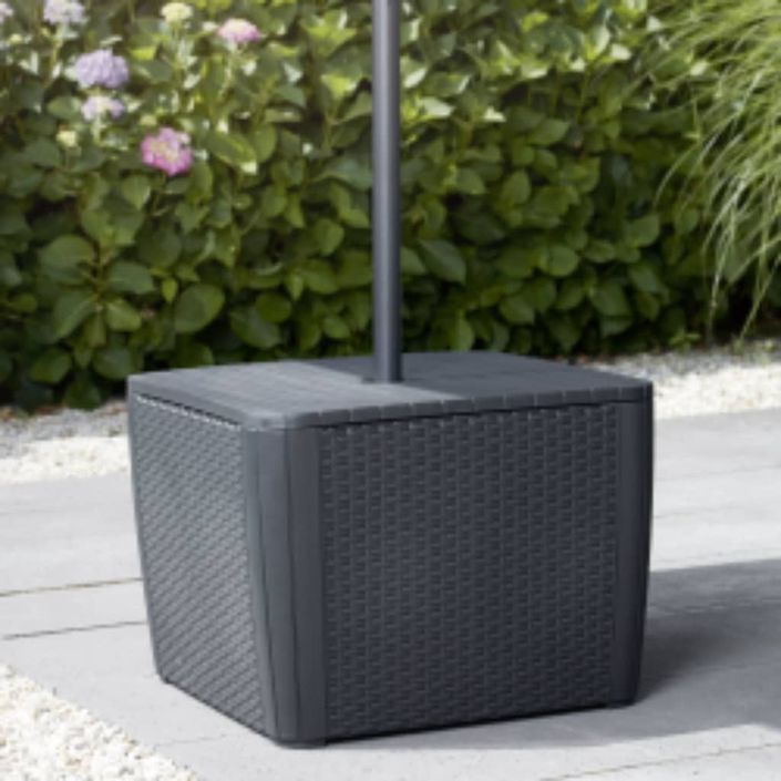 Keter Table d'appoint jardin Luzon Plus avec trou de parasol Graphite - Photo n°1