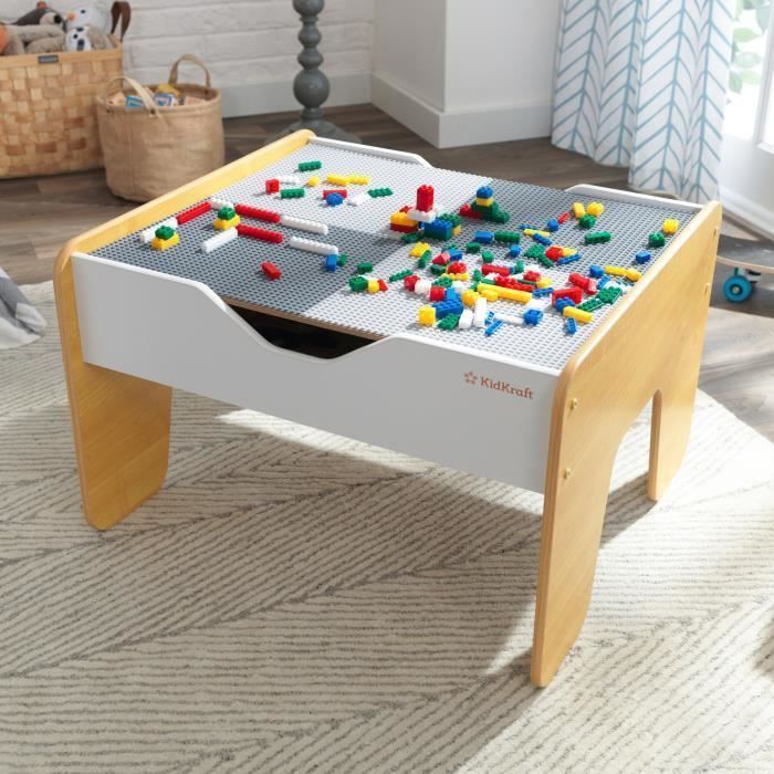 KidKraft - Table en bois 2 en 1 circuit train et briques de construction - 200 briques - comptatible avec LEGO et Brio - Photo n°6
