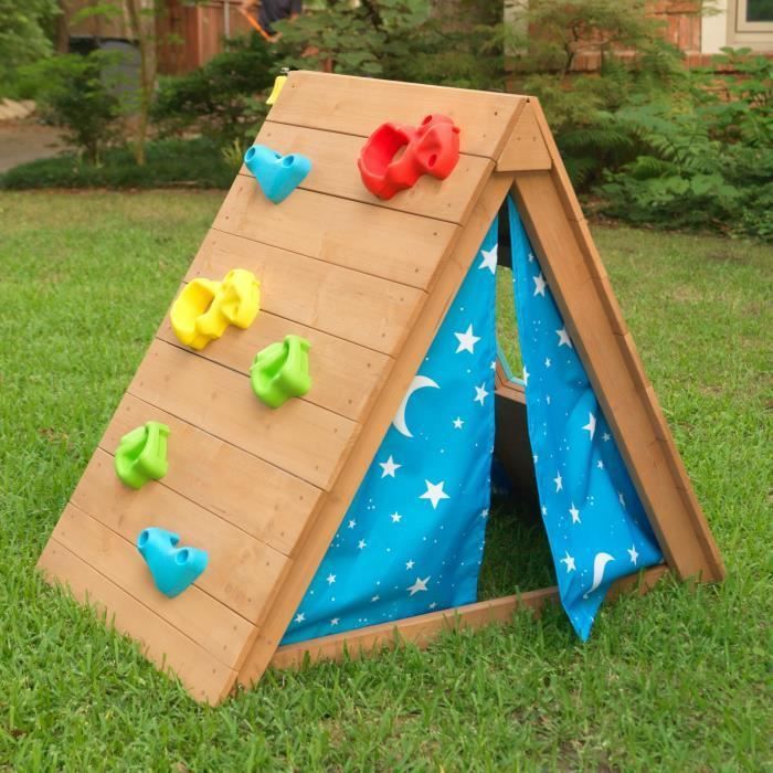 KIDKRAFT - Tipi cabane en bois enfant avec mur d'escalade - Photo n°2