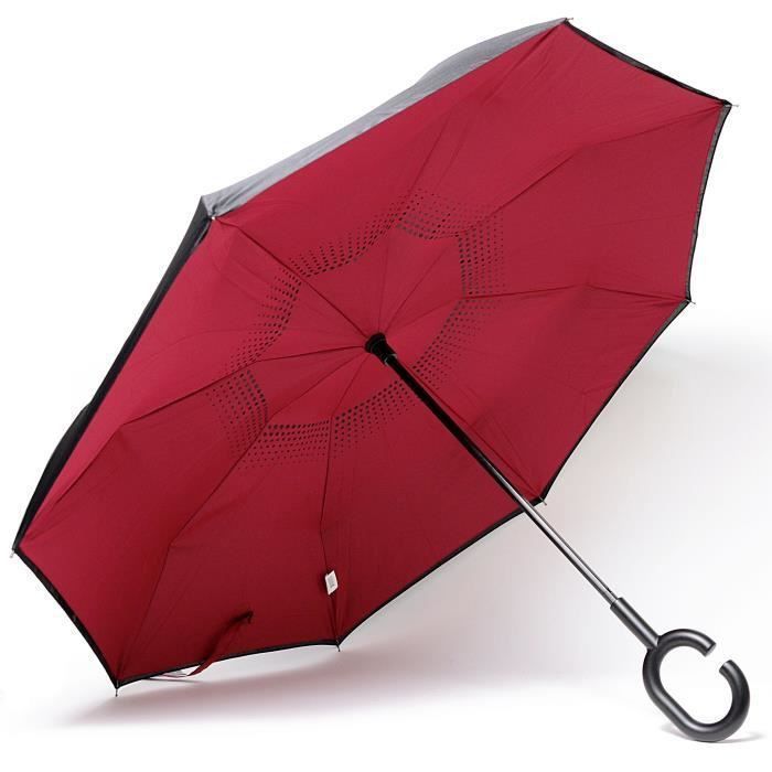 KINSTON Parapluie inversé Noir/Rouge - Photo n°3