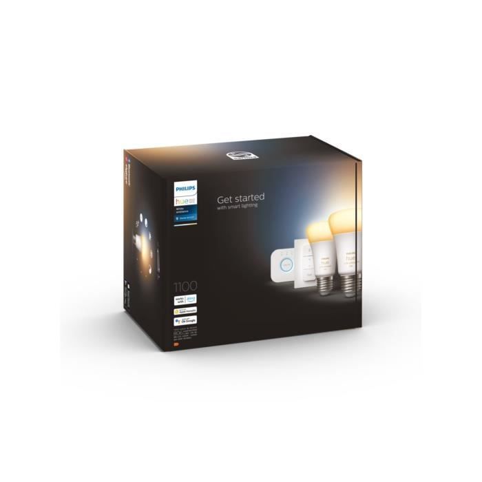 Kit démarrage ampoule LED connectée PHILIPS Hue White - 10,5W - Lot 2 E27 - Télécommande Hue - Photo n°5