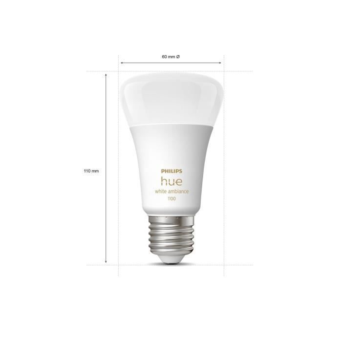 Kit démarrage ampoule LED connectée PHILIPS Hue White - 10,5W - Lot 2 E27 - Télécommande Hue - Photo n°6