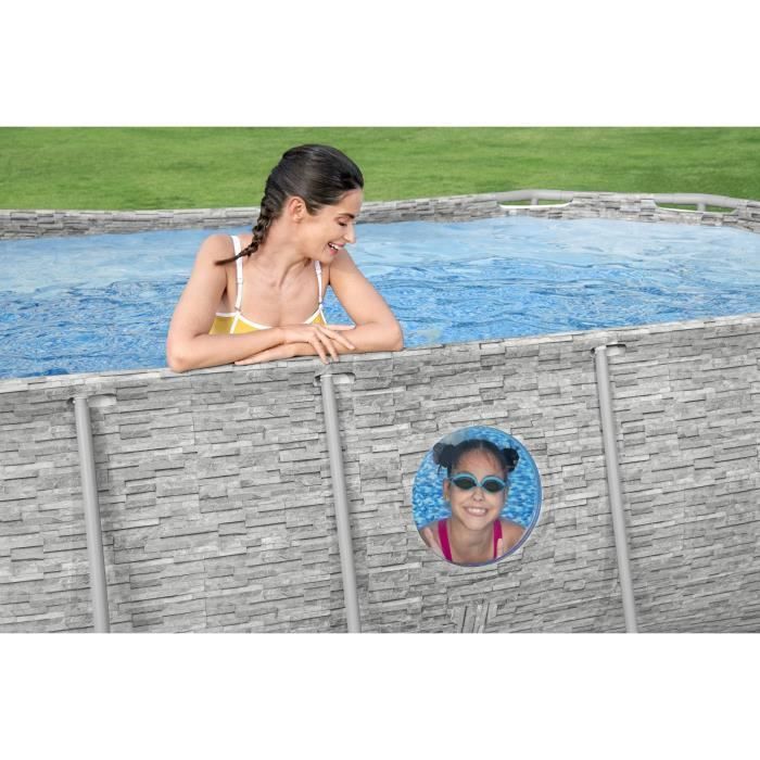 Kit Piscine hors sol BESTWAY Power Steel- 427 x 250 x 100 cm - Ovale (Livrée avec filtre a cartouche, bâche, échelle et diffuseur) - Photo n°5