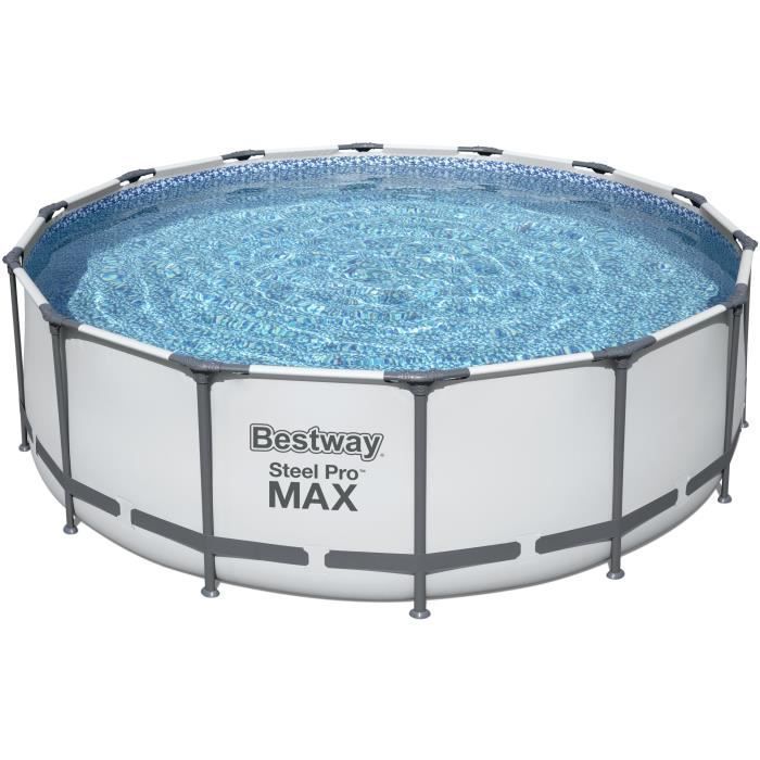 Kit Piscine hors sol tubulaire BESTWAY Steel Pro Max - 427 x 122 cm - Ronde (Avec un filtre a cartouche, une bâche et une échelle) - Photo n°1