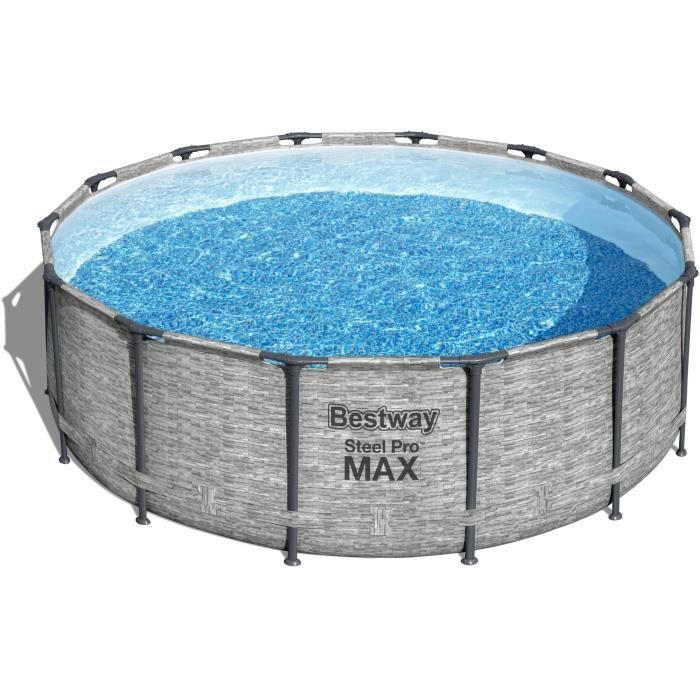 Kit Piscine hors sol tubulaire BESTWAY Steel Pro Max - 427 x 122 cm - Ronde (Livrée avec pompe de filtration, échelle + bâche) - Photo n°1