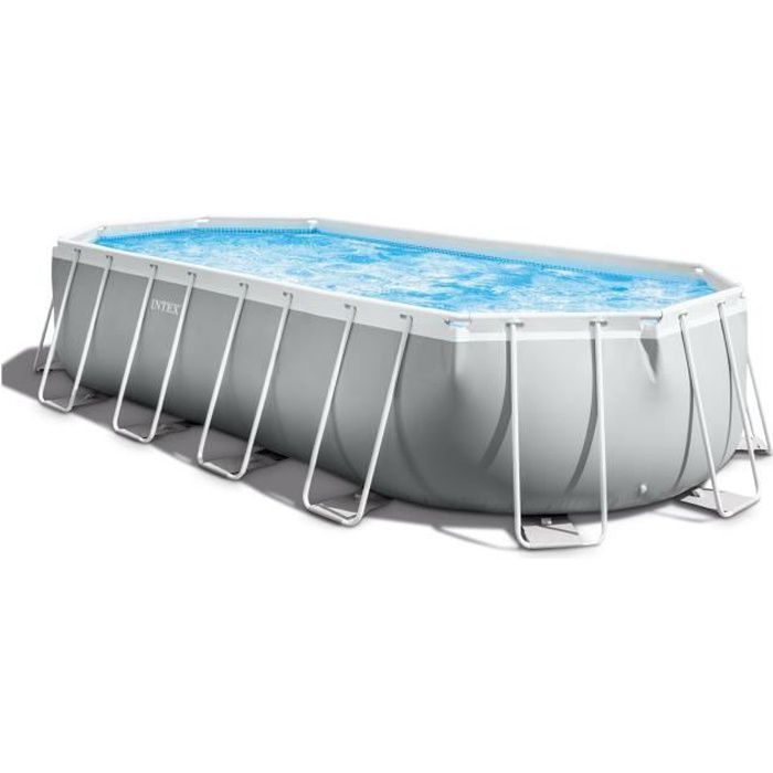 Kit piscine Intex prism frame - Ovale tubulaire - (l)6,10 x (l)3,05 x (h)1,22m - Photo n°1