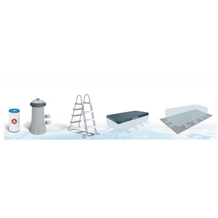 Kit piscine INTEX Prism Frame - Rectangulaire - 488 x 244 x 107 cm - Bleu - Photo n°4