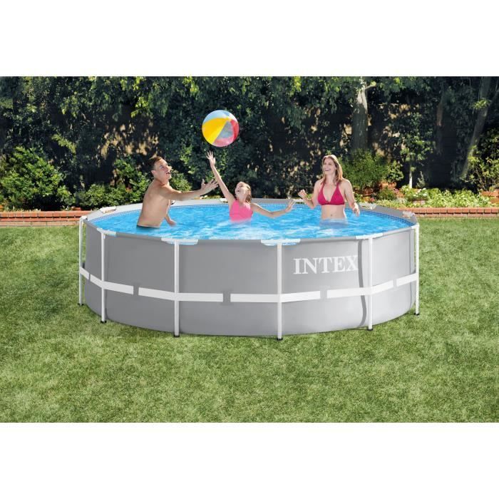 Kit Piscine - INTEX Prism Frame - Ronde Tubulaire - 3,66 m x 99 cm - Gris - Photo n°1