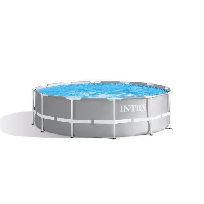 Kit Piscine - INTEX Prism Frame - Ronde Tubulaire - 3,66 m x 99 cm - Gris - Photo n°2