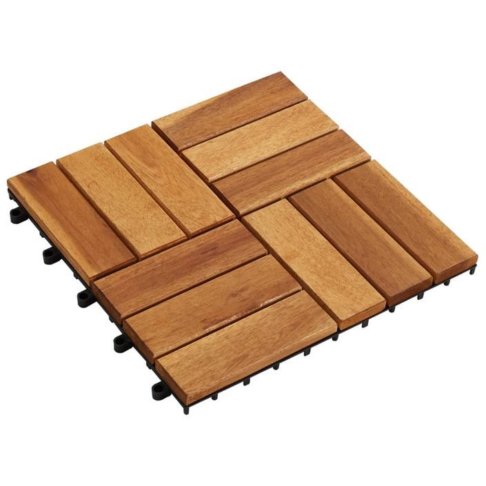 Kit tuiles de plancher en acacia 30 x 30 cm 20 pcs - Photo n°3