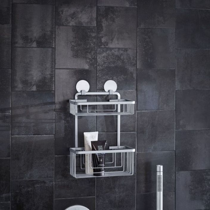 Kleine Wolke Support pour douche double rectangulaire Rocco Aluminium - Photo n°1