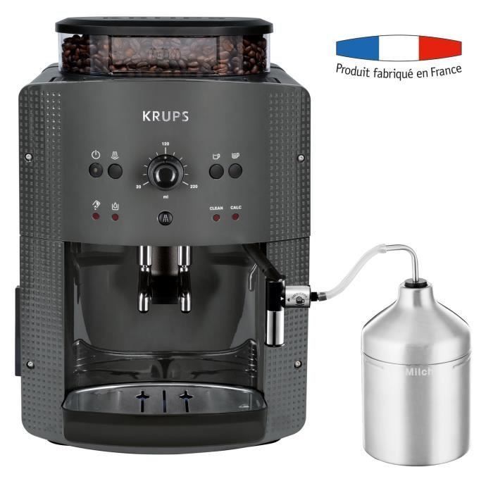 KRUPS YY4451FD Machine a café automatique avec broyeur a grains Essential avec mousseur a lait - Pression 15 bars - Grise - Photo n°1