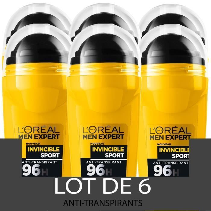 L'OREAL MEN EXPERT Lot de 6 déodorant Roll-On Invincible Sport - 50 ml - Photo n°1