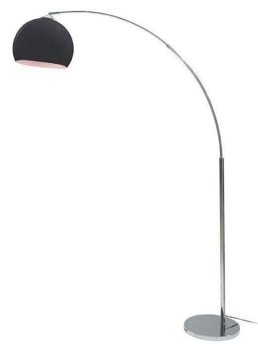 Lampadaire arc Malasy 185 cm - Élégance métal chromé et noir - Photo n°1