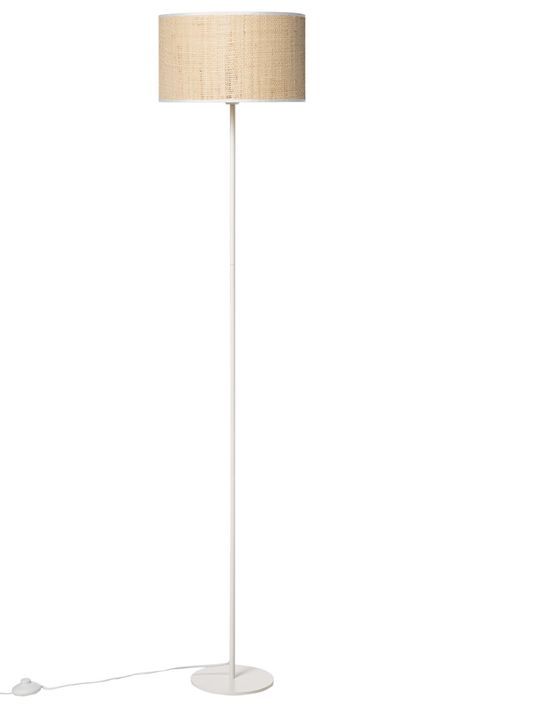 Lampadaire en raphia et métal noir H160 cm : Élégance naturelle et moderne - Photo n°1