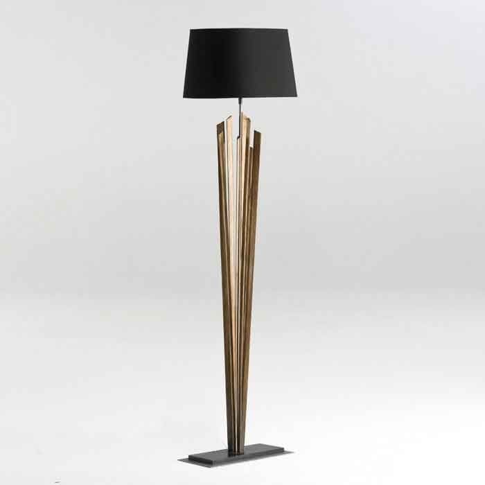 Lampadaire moderne tissu noir et métal doré Vanyah H 147 cm - Photo n°1
