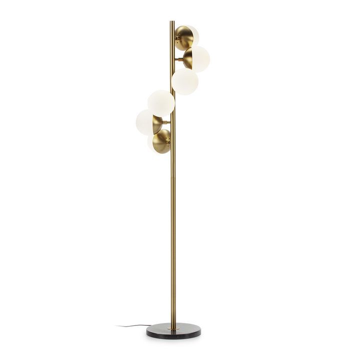 Lampadaire verre blanc et pied métal doré Xéna H 153 cm - Photo n°1