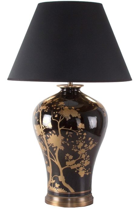 Lampe à poser en céramique noir et doré Rihab - Photo n°1