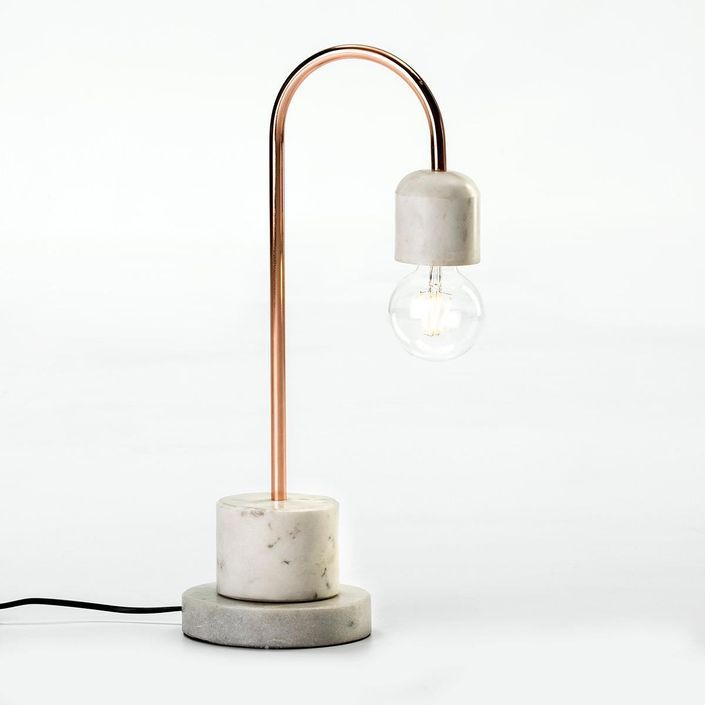 Lampe à poser métal cuivré et socle marbre blanc Tyanah H 51 cm - Photo n°1