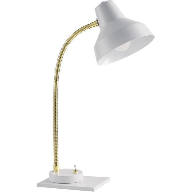 Lampe de bureau métal blanc et doré Lechor - Photo n°1