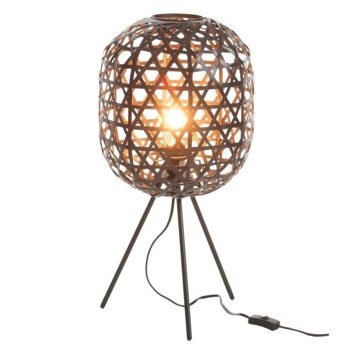 Lampe de table bambou et trépied métal noir Bialli - Photo n°2