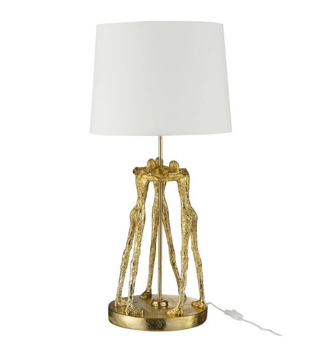 Lampe de table blanche et pied résine dorée Narsh - Photo n°1