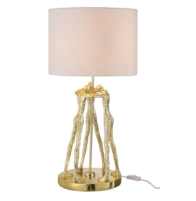 Lampe de table blanche et pied résine dorée Narsh - Photo n°2