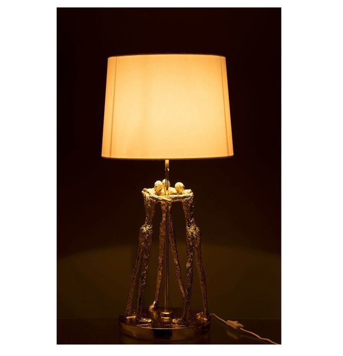 Lampe de table blanche et pied résine dorée Narsh - Photo n°3