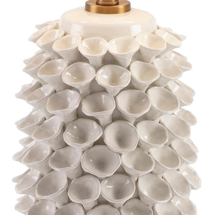 Lampe de table céramique blanc et métal doré Ravel - Photo n°2