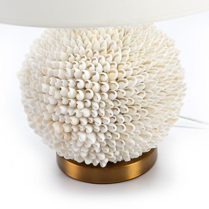 Lampe de table coquillages blanc et métal doré Ravel - Photo n°2