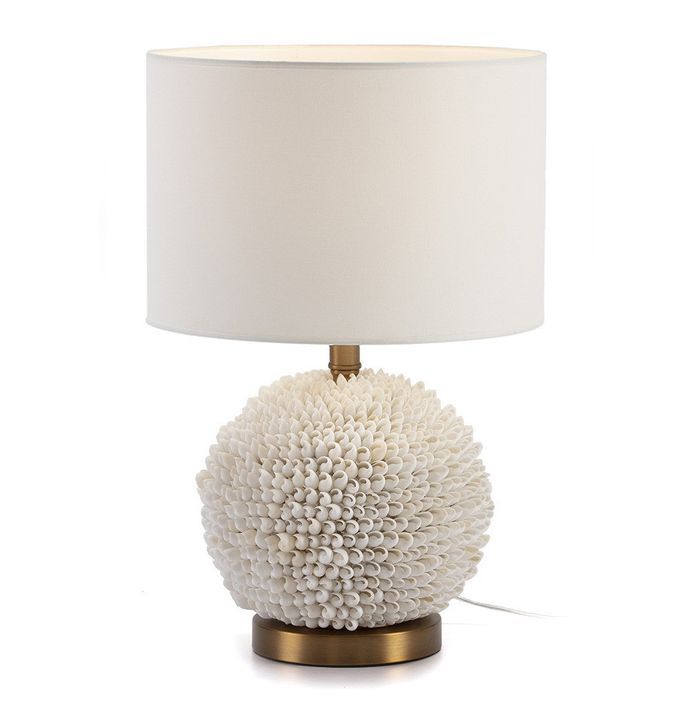 Lampe de table coquillages blanc et métal doré Ravel - Photo n°1