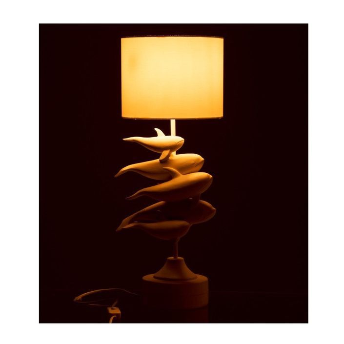 Lampe de table dauphins tissu et résine blanc Amble - Photo n°3