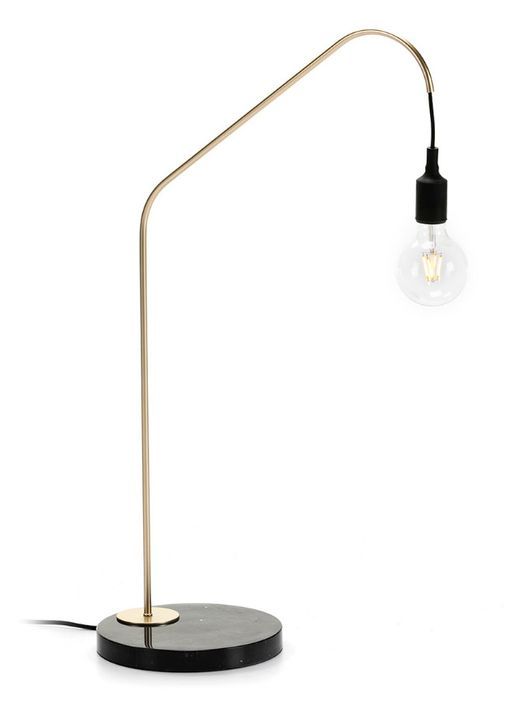 Lampe de table marbre noir et métal doré Aubry - Photo n°1
